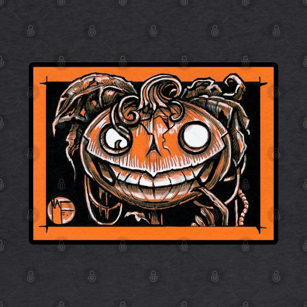 Smiling Jack O Lantern Man - Black Outlined Version by Nat Ewert Art